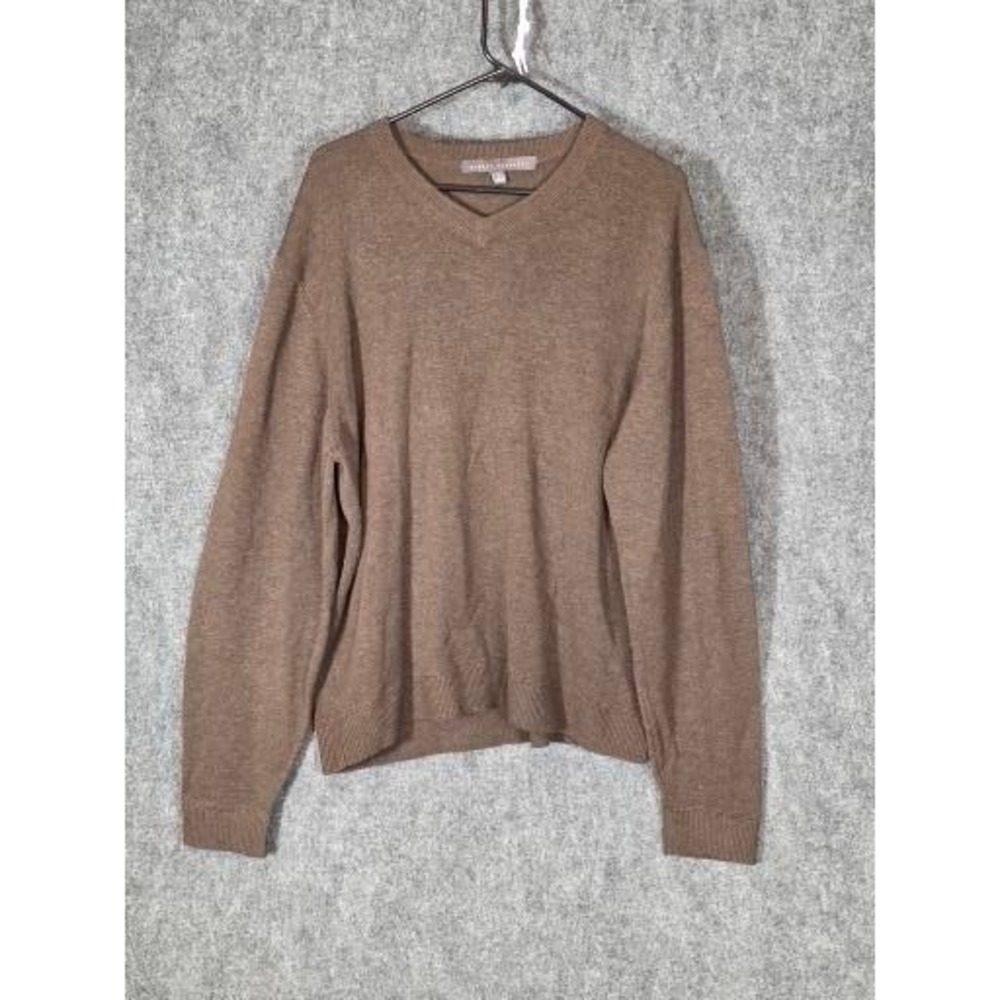 Robert Barakett Mens Brown V Neck Long Sleeve Sweater Size L Wool Blend Casual‎